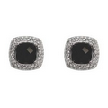 Jet Square Cushion Cut Stud Earrings